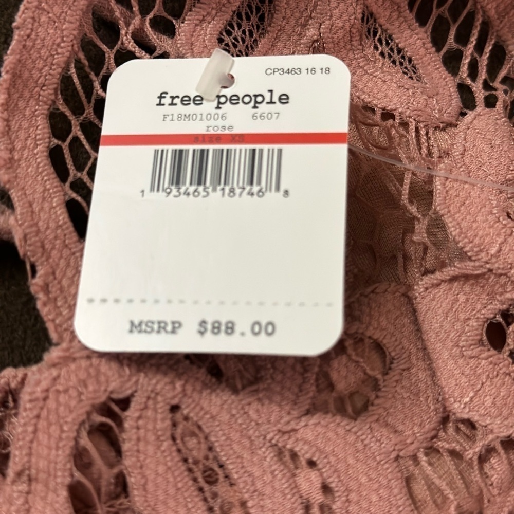 Free People Adela Lace Slip Dress Rose Size XS NWT - Picture 6 of 8